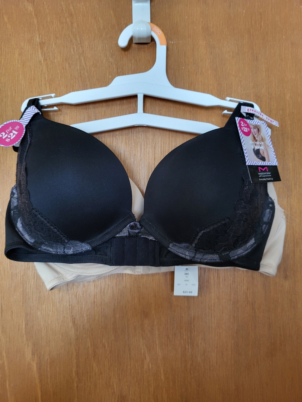 Maidenform Black Lace-Accent T-Shirt Bra